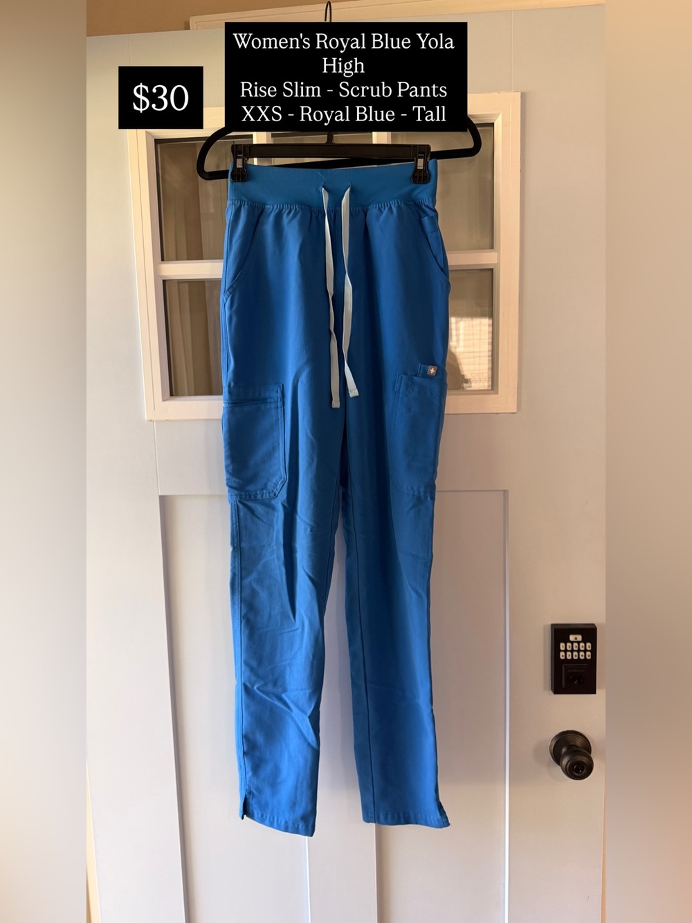 Figs Royal Blue Slim Drawstring Scrub Joggers